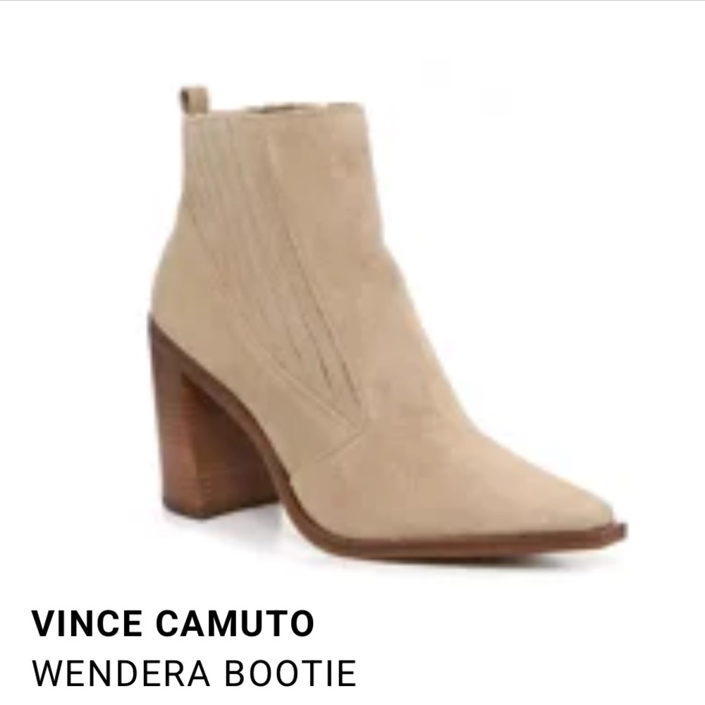 Vince Camuto Wendera Beige Suede Ankle Booties Size 7 – New